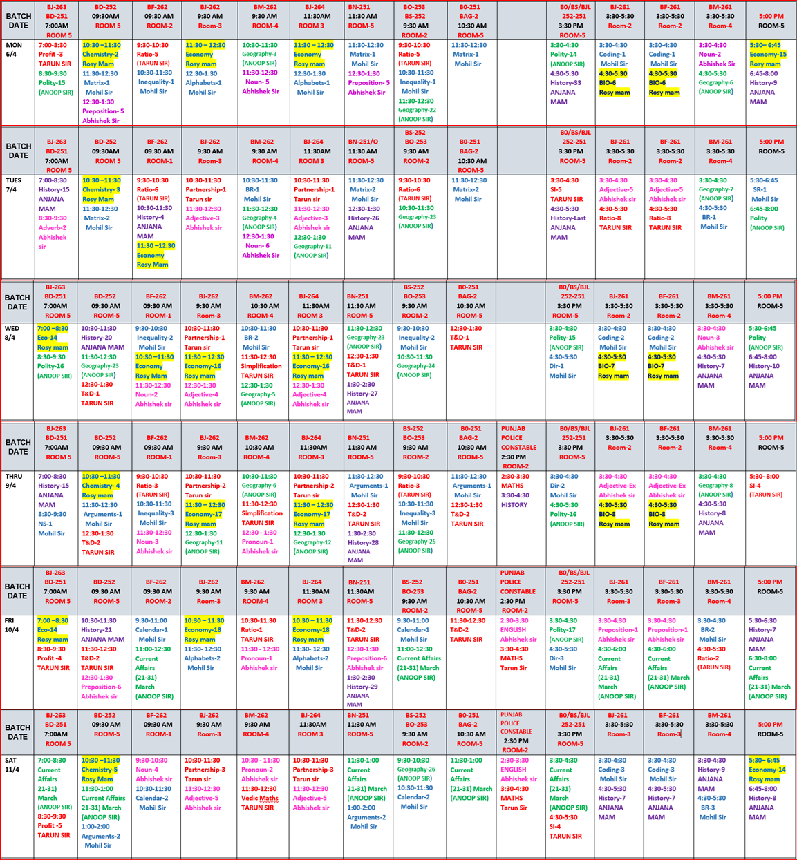 The Coaching Concept Time table&nbsp;<p>6-11 April 2026</p> image