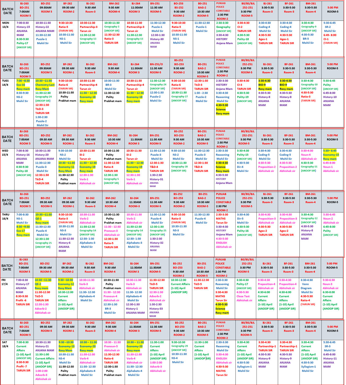 The Coaching Concept Time table&nbsp;<p>13-18 April 2026</p> image