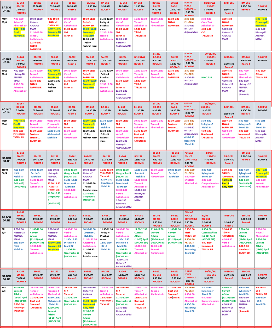 The Coaching Concept Time table&nbsp;<p>27 April-2 May 2026</p> image