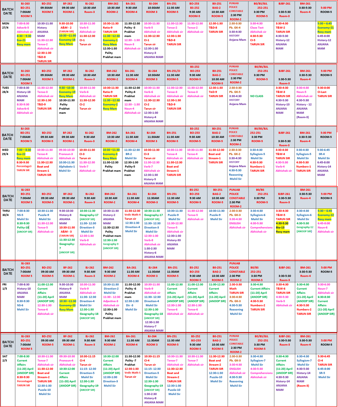 The Coaching Concept Time table&nbsp;<p>27 April-2 May 2026</p> image