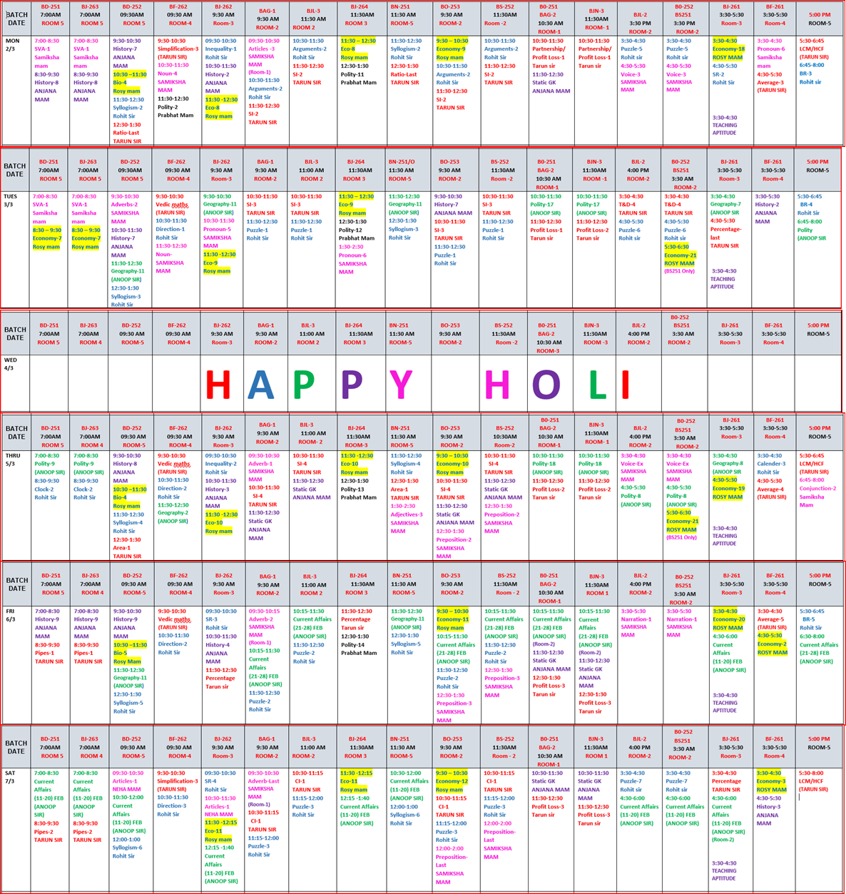 The Coaching Concept Time table&nbsp;<p>2-7 MARCH 2026</p> image