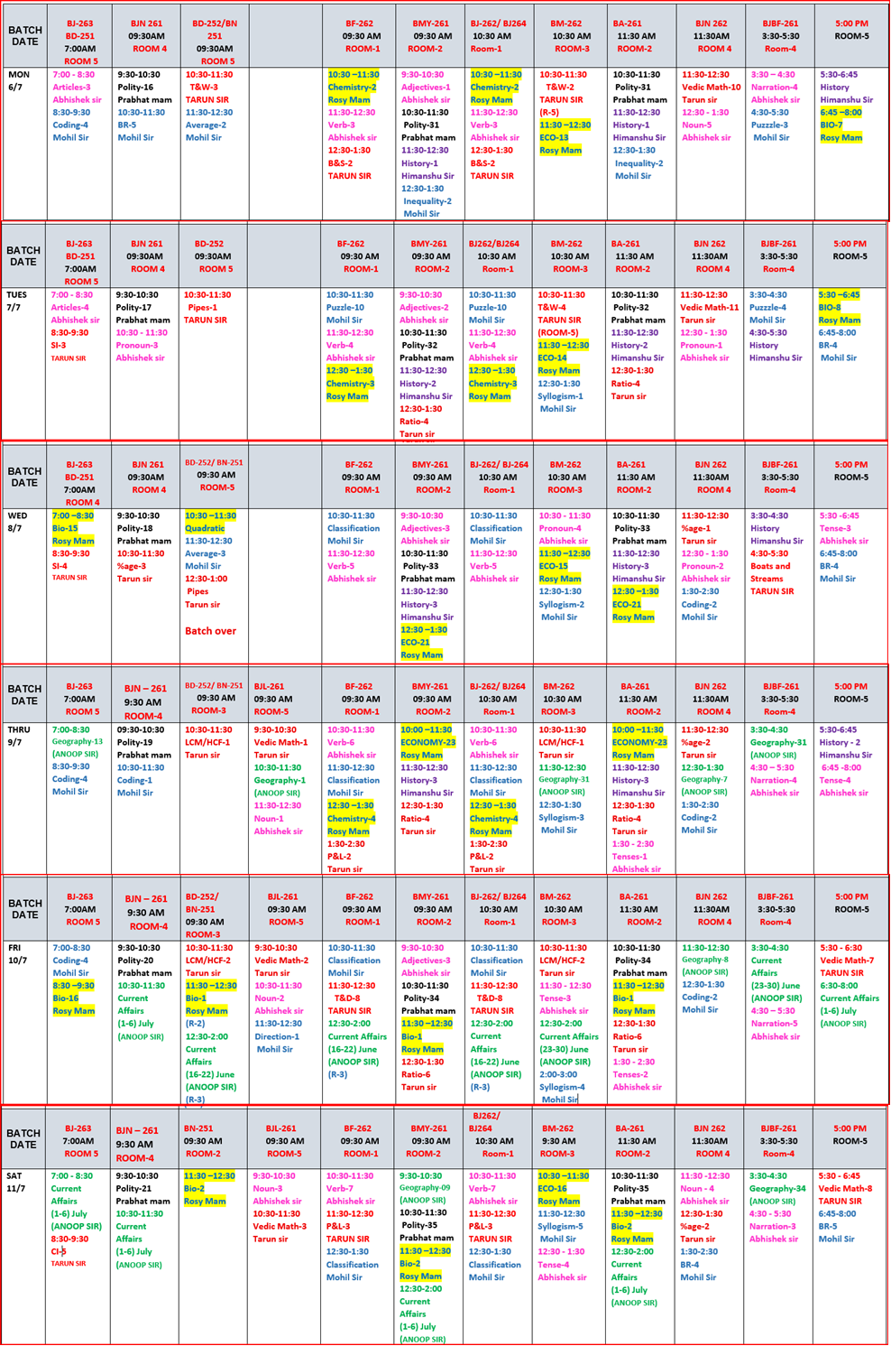 The Coaching Concept Time table&nbsp;<p>6-11 July 2026</p> image
