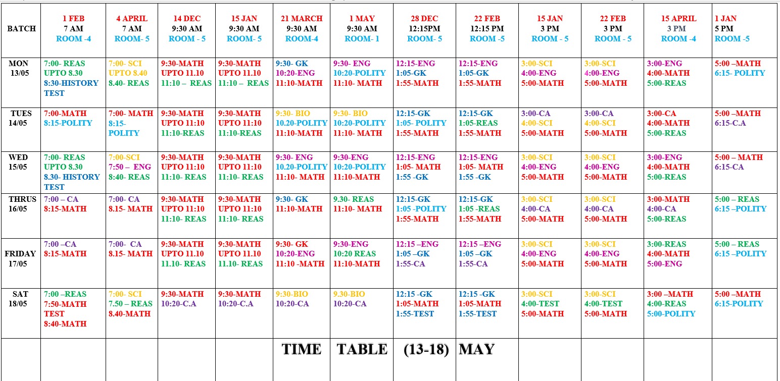 The Coaching Concept Time table image