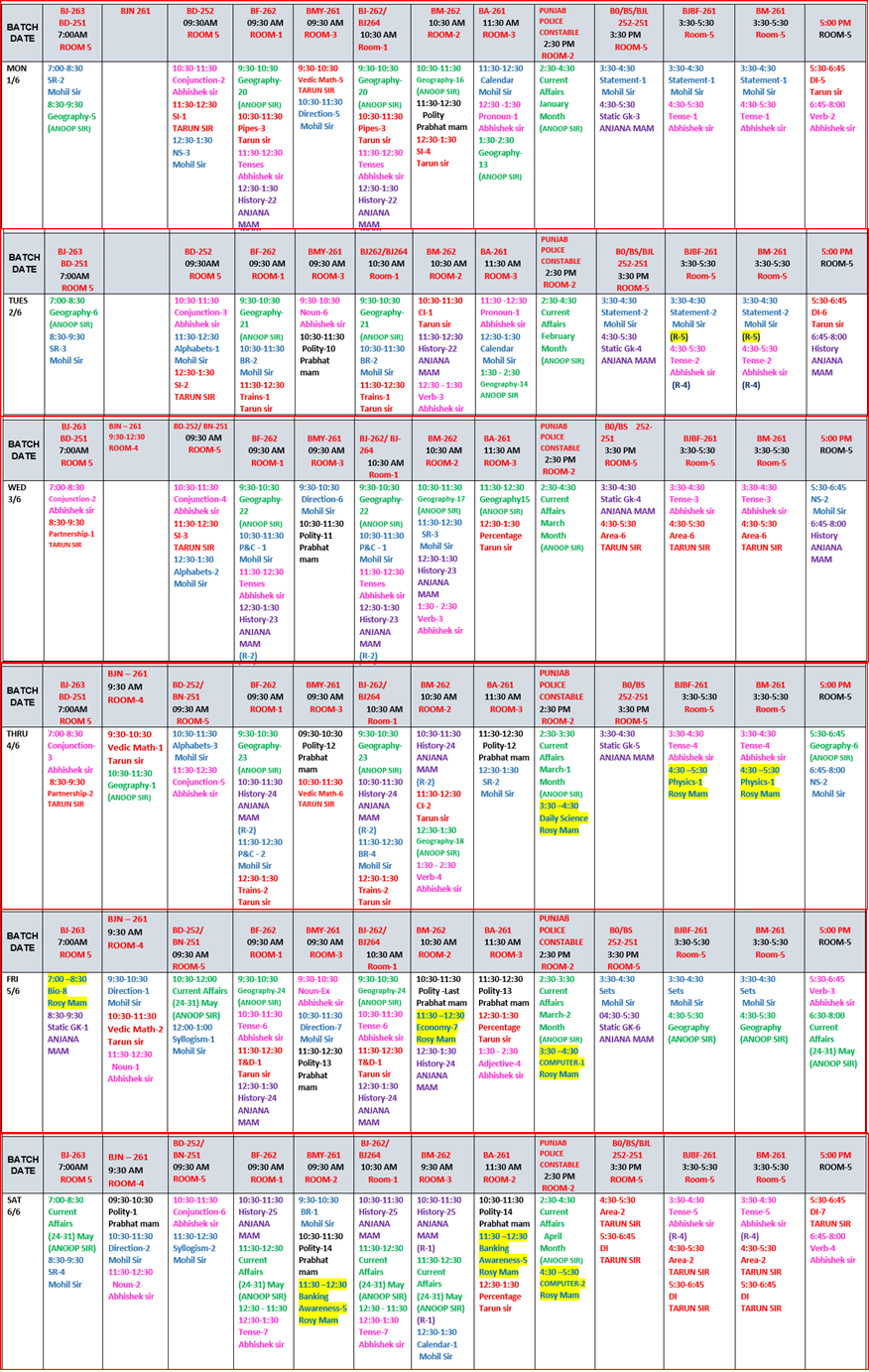 The Coaching Concept Time table&nbsp;<p>1-6 June 2026</p> image