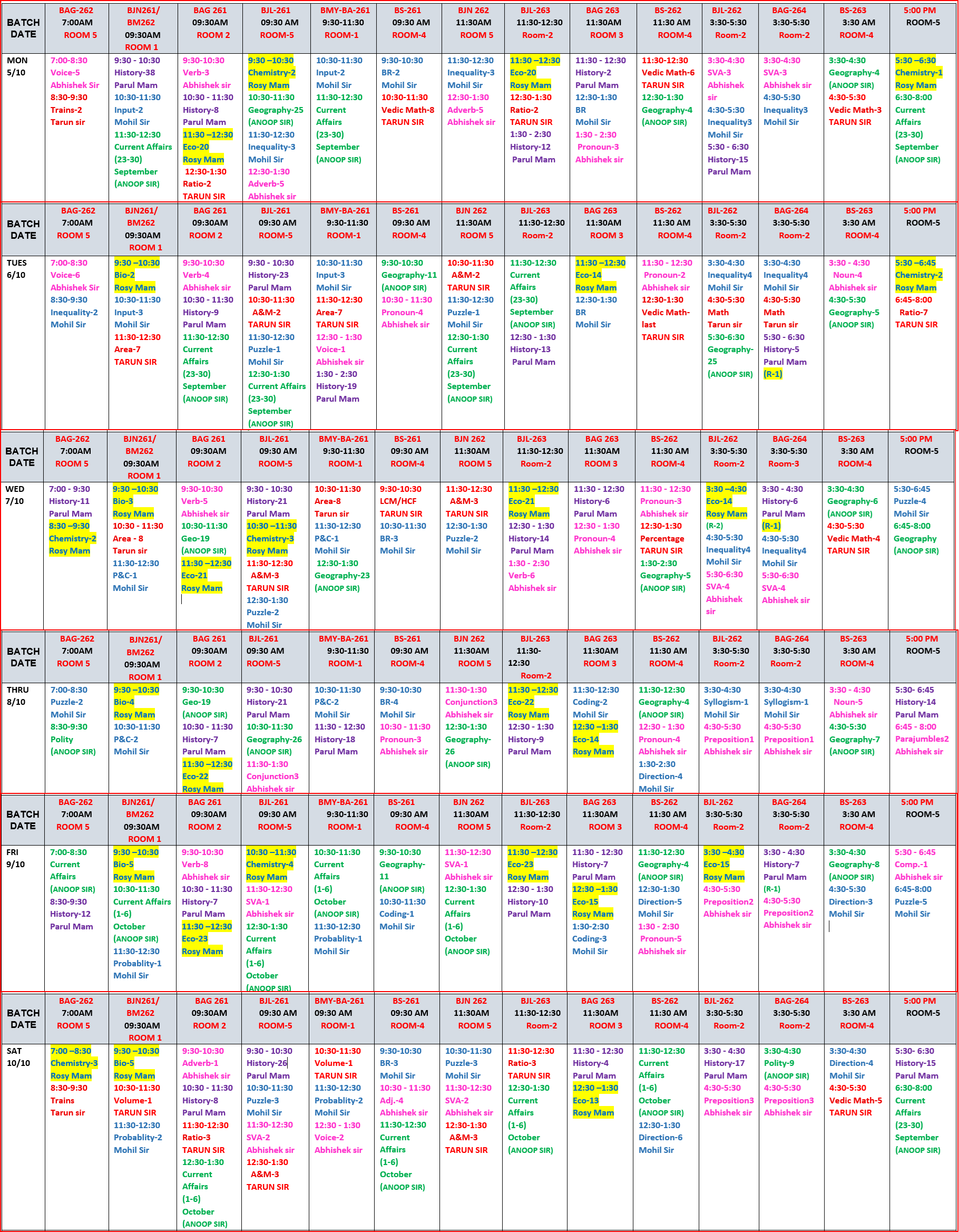 The Coaching Concept Time table&nbsp;<p>&nbsp;5-10 Oct. 2026</p> image